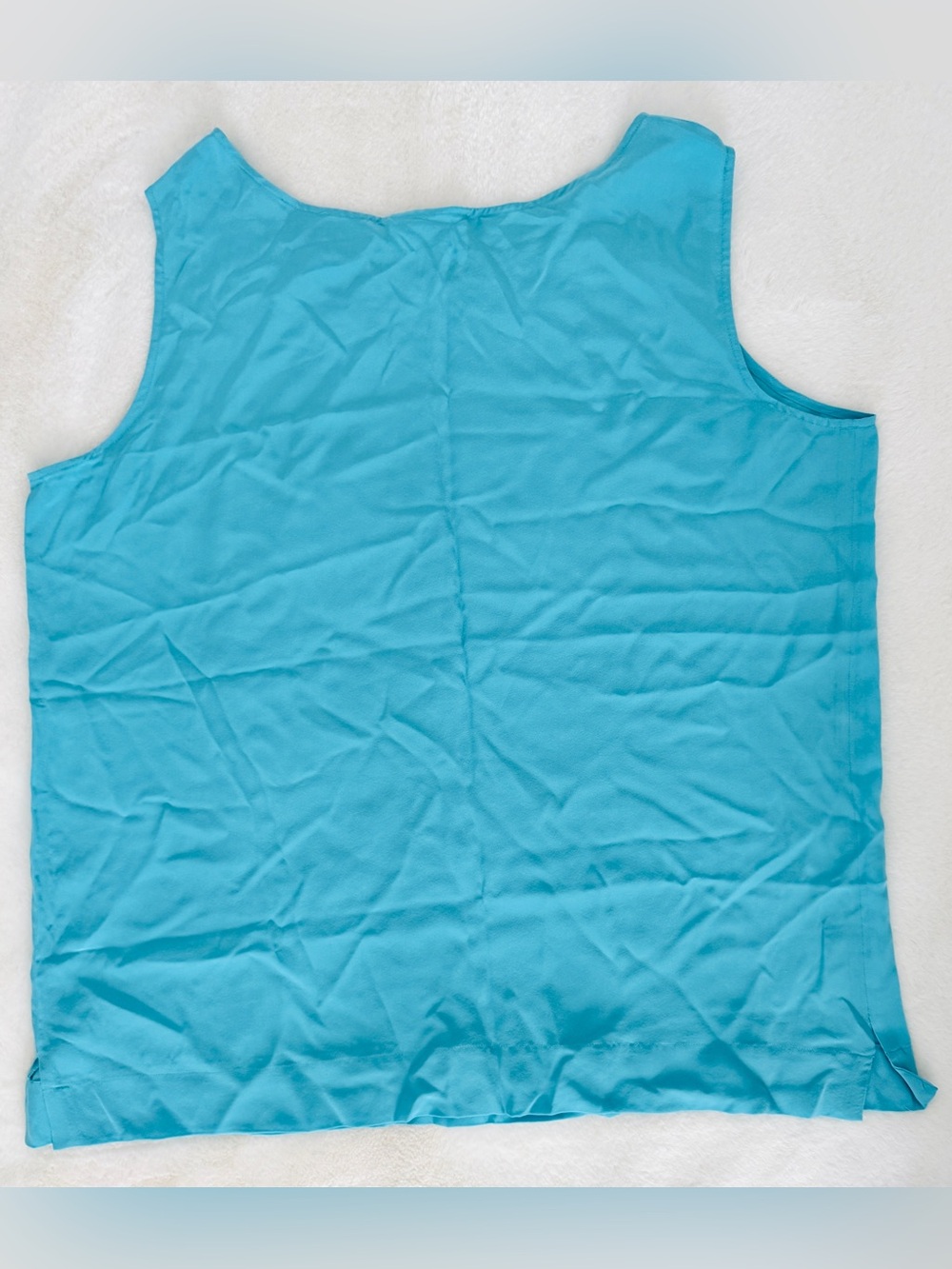 Diane Von Furstenberg Silk Assets Vintage Aqua Tank Top, Size 1X - Picture 4 of 8